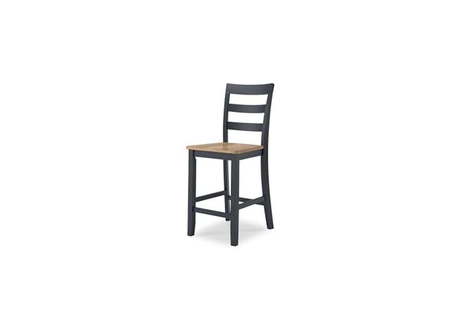 Signature Design by Ashley Gesthaven Solid Wood Frame Counter Height Barstool, Set of 2, Slate Blue/Natural