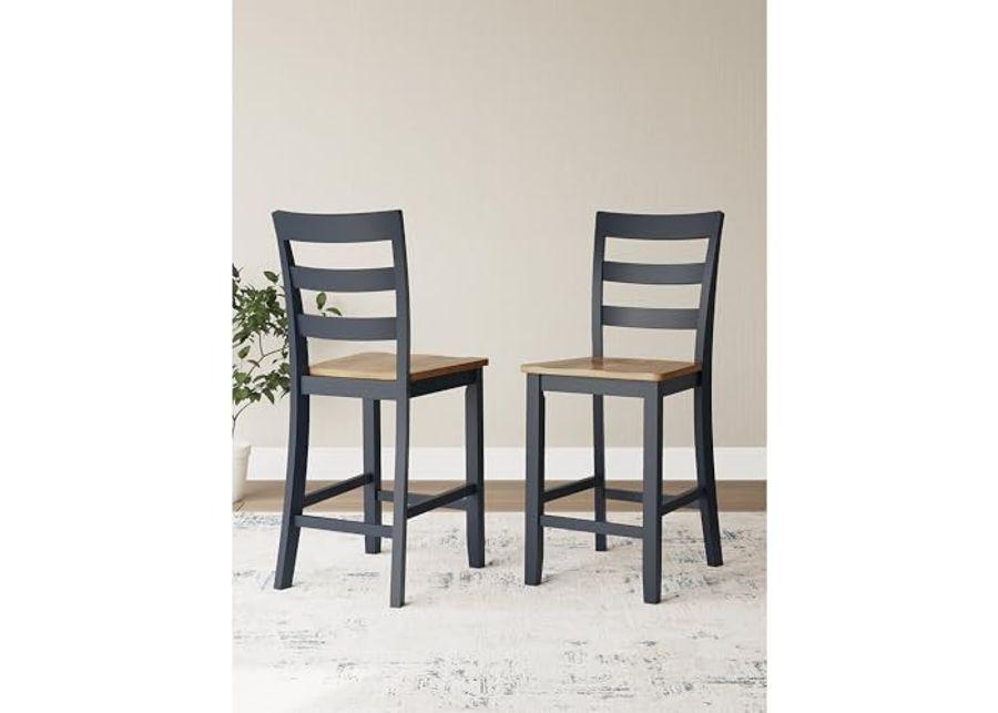 Signature Design by Ashley Gesthaven Solid Wood Frame Counter Height Barstool, Set of 2, Slate Blue/Natural