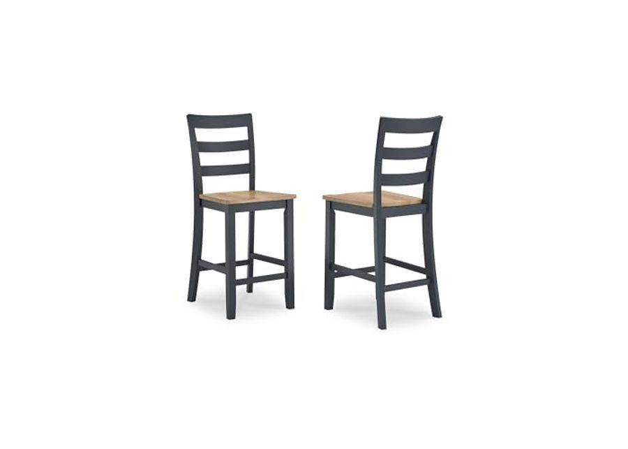 Signature Design by Ashley Gesthaven Solid Wood Frame Counter Height Barstool, Set of 2, Slate Blue/Natural