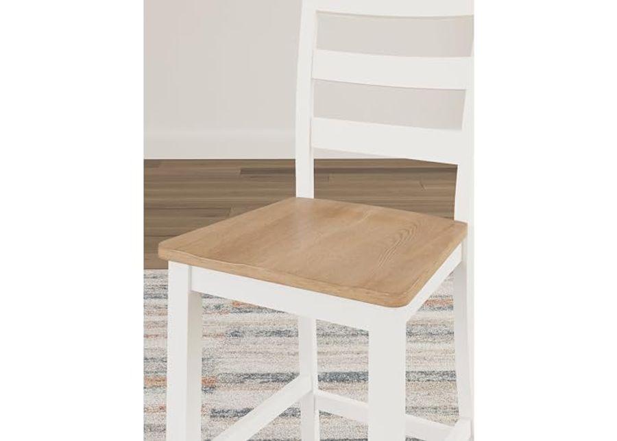 Signature Design by Ashley Gesthaven Solid Wood Frame Counter Height Barstool, Set of 2, White/Natural