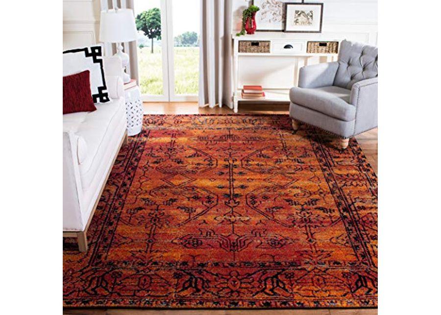 Safavieh 8'x10' Vintage Hamadan Orange Persian Rug & 8'x10' Non Slip Rug Pad, Oriental Traditional Design