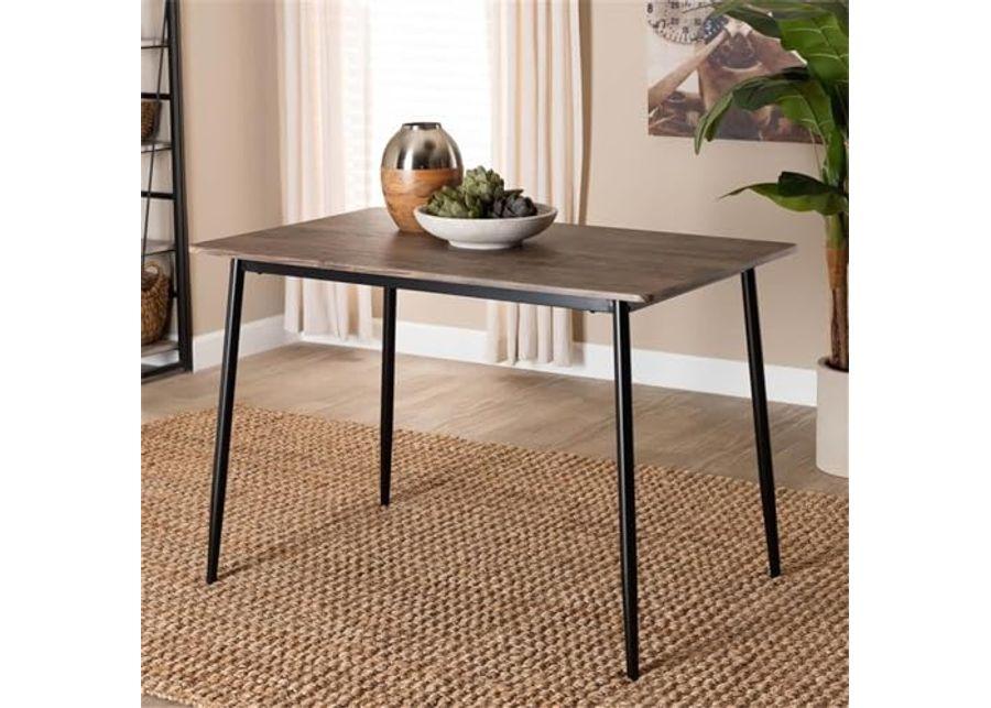 Baxton Studio Dalair Industrial Rustic Brown Wood and Metal Dining Table