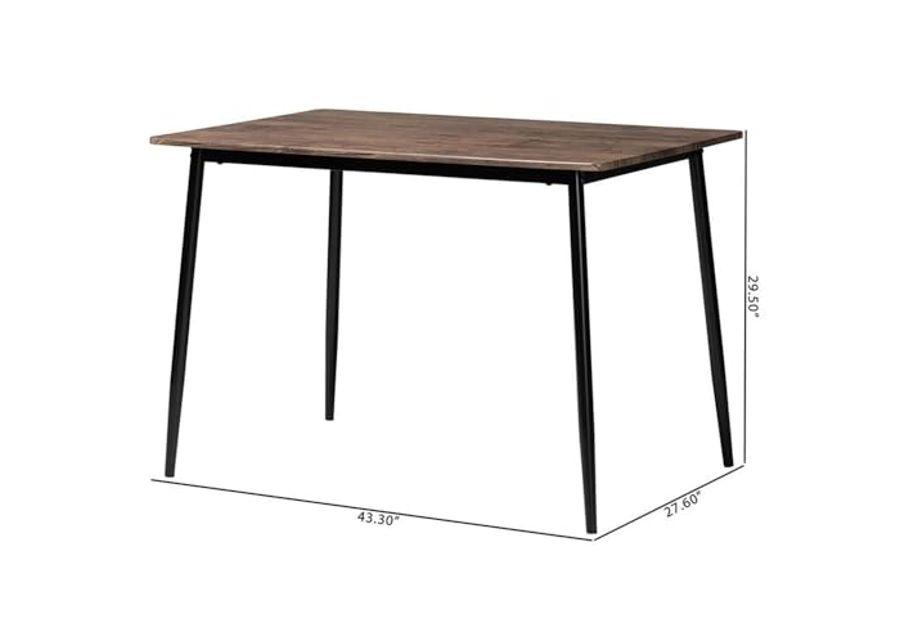 Baxton Studio Dalair Industrial Rustic Brown Wood and Metal Dining Table