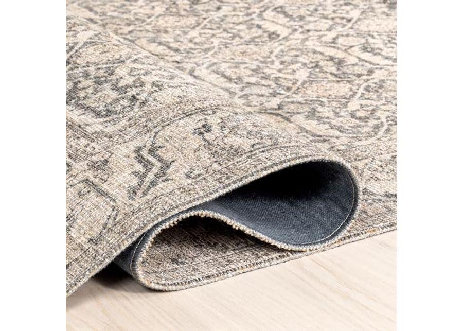 nuLOOM Hillstone Collection 5x8 Area Rug, Traditional Vintage Distressed Medallion, Thick and Soft, Durable Non-Shedding Low Pile Poly/Jute Blend, Easy to Clean, Living Room, Bedroom