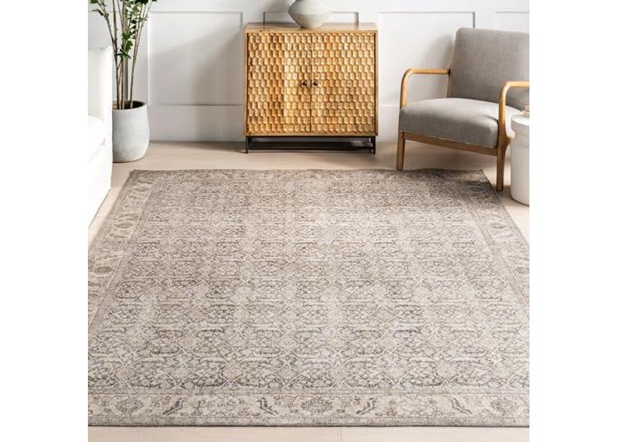 nuLOOM Hillstone Collection 5x8 Area Rug, Traditional Vintage Distressed Medallion, Thick and Soft, Durable Non-Shedding Low Pile Poly/Jute Blend, Easy to Clean, Living Room, Bedroom