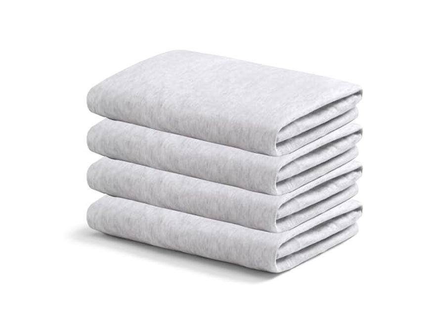 Delta Children Crib Sheet Set, 4 Pack, Soft and Breathable 100% Jersey Knit Fitted Sheet Set, Crib Sheets for Baby Boys and Girls, Grey