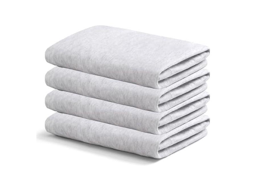 Delta Children 3-Inch Mini Crib Sheet Set, 4 Pack, Soft and Breathable 100% Jersey Knit Fitted Sheet Set, Crib Sheets for Baby Boys and Girls, Grey