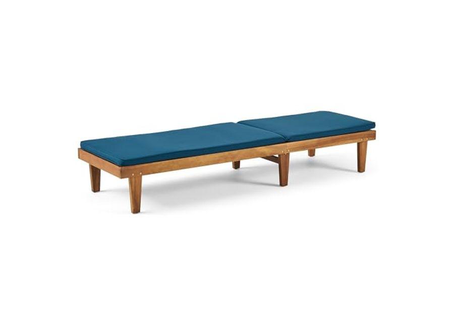 Christopher Knight Home Nadine Outdoor Acacia Wood Chaise Lounge, 78.75 "W x 23.75 "D x 1.5 "H, Blue + Teak