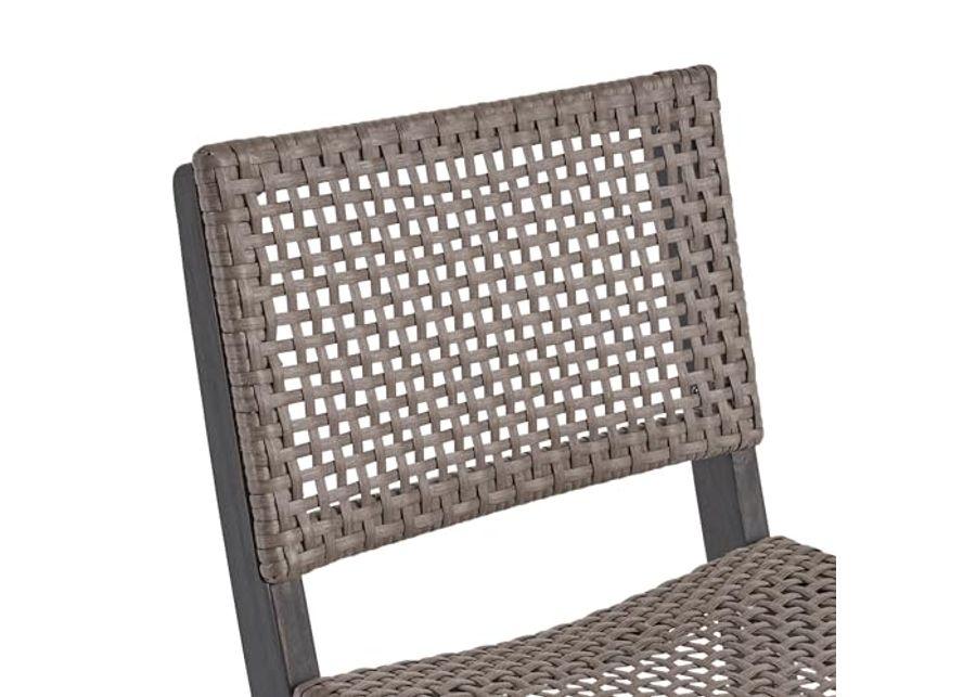 Christopher Knight Home Polaris Outdoor Acacia Wood and Wicker 5 Piece Square Bar Bistro Set, 15 "W x 22 "D x 41.75 "H, Dark Gray + Brown