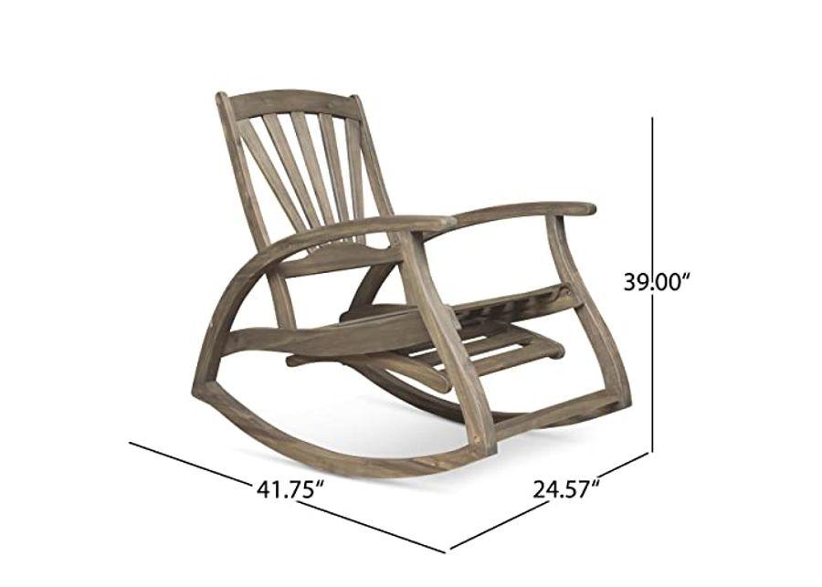 Christopher Knight Home Sunview Outdoor Acacia Wood Recliner Rocking Chairs (Set of 2), 24.75 "W x 41.75 "D x 38 "H, Gray