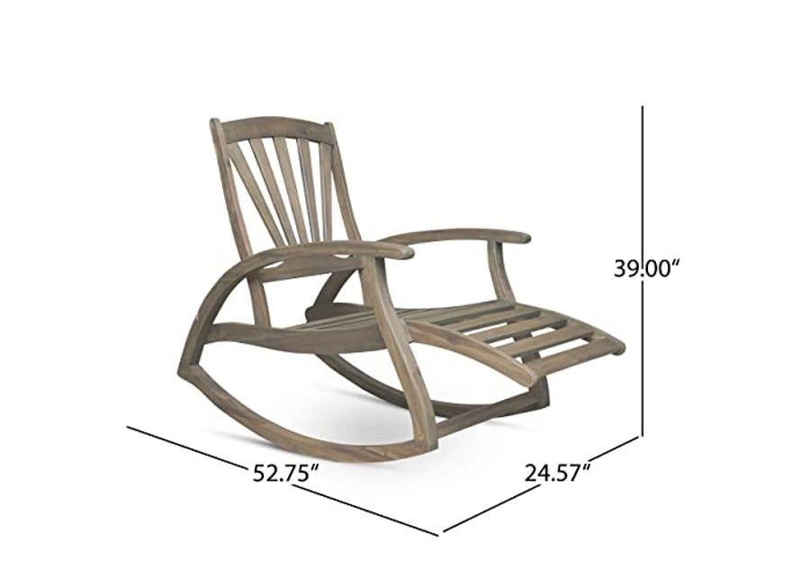 Christopher Knight Home Sunview Outdoor Acacia Wood Recliner Rocking Chairs (Set of 2), 24.75 "W x 41.75 "D x 38 "H, Gray