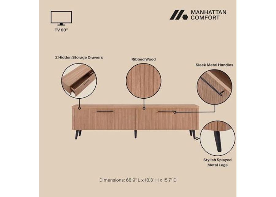 Manhattan Comfort Mid Century- Modern Jodie 68.9" TV Stand in Maple