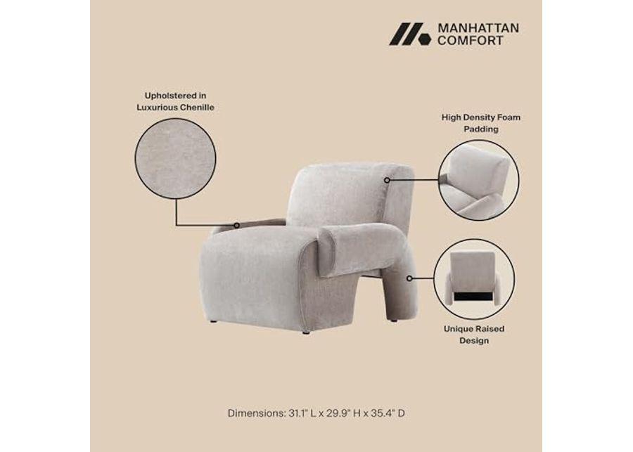 Manhattan Comfort 2- Piece Modern Verandah Chenille 90.6" Sofa and Accent Chair, Beige