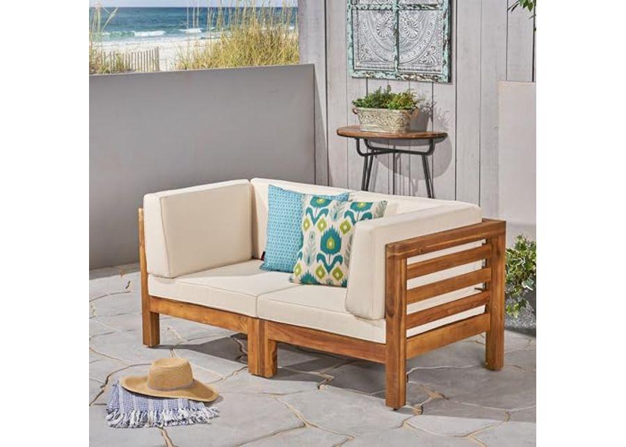 Christopher Knight Home Oana Love Seats, 30.25 "W x 30.25 "D x 26.5 "H, Teak + Beige