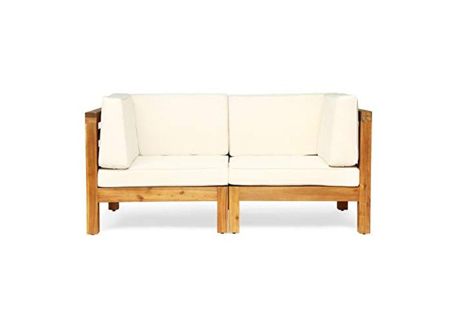 Christopher Knight Home Oana Love Seats, 30.25 "W x 30.25 "D x 26.5 "H, Teak + Beige