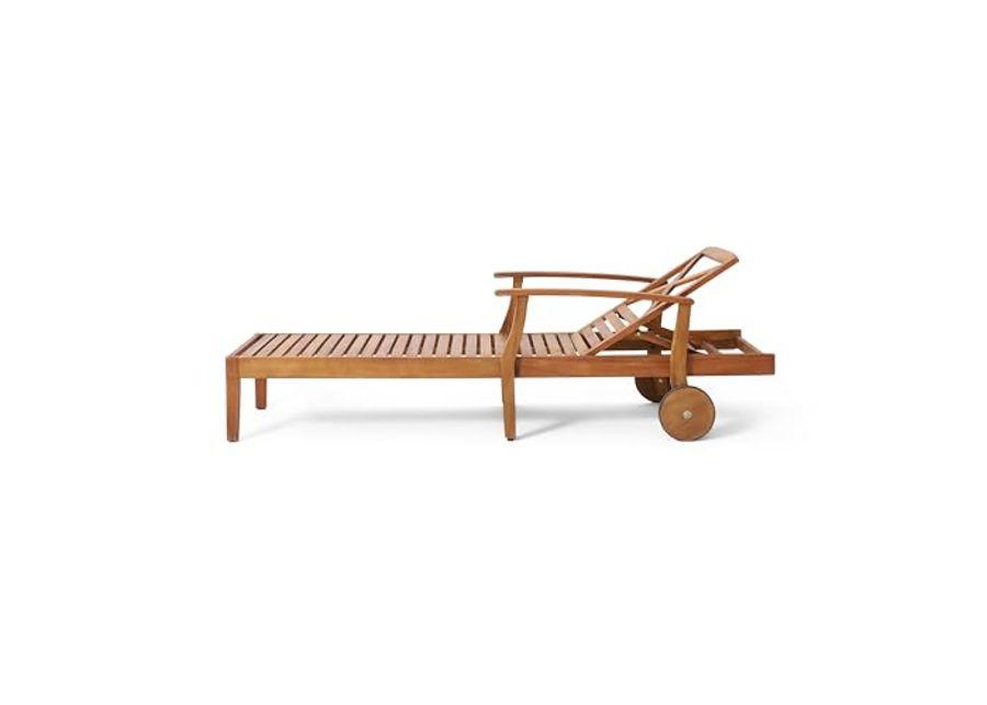 Christopher Knight Home Perla Outdoor Acacia Wood Chaise Lounge with Wheels (Set of 4), 79 "W x 30 "D x 22 "H, Teak