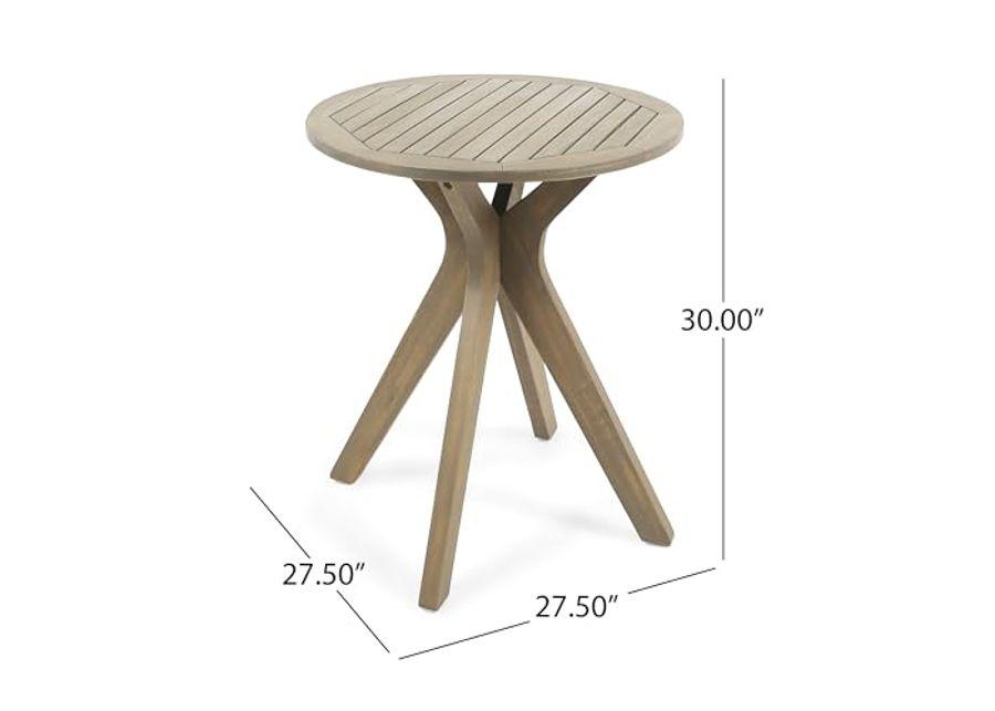 Christopher Knight Home Stamfo Outdoor 3 Piece Acacia Wood Set with Cross Legged Bistro Table, 22.25 "W x 23 "D x 33 "H, Gray