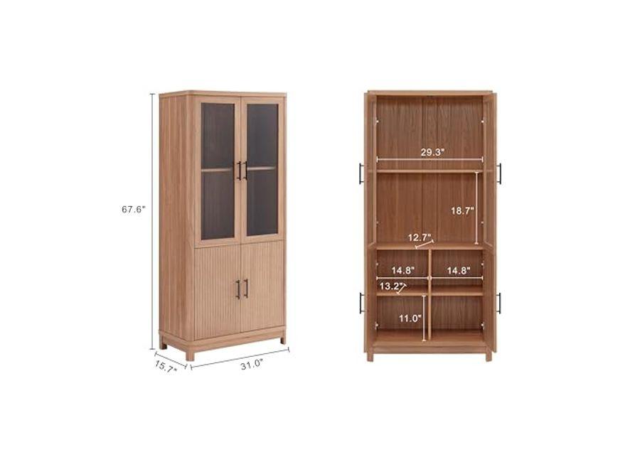 Manhattan Comfort Jodie Bookcase in Maple - Set of 2