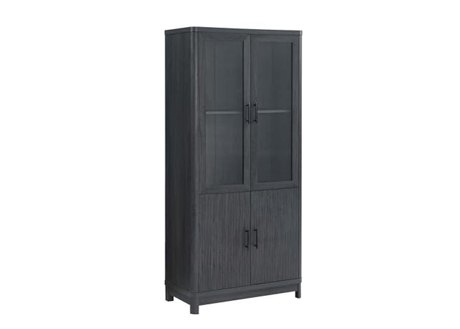 Manhattan Comfort Jodie Bookcase in Charcoal Grey - Set of 2