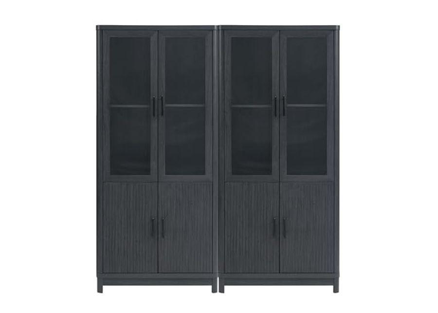 Manhattan Comfort Jodie Bookcase in Charcoal Grey - Set of 2