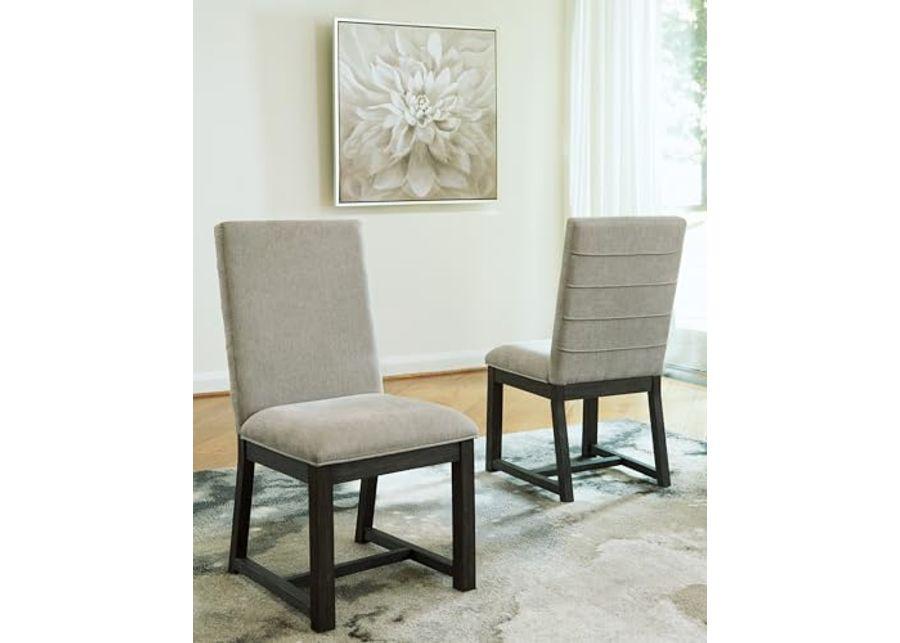 Signature Design by Ashley Bellvern Contemporary Upholstered Armless Dining Chair, Set of 2, Gray & Black