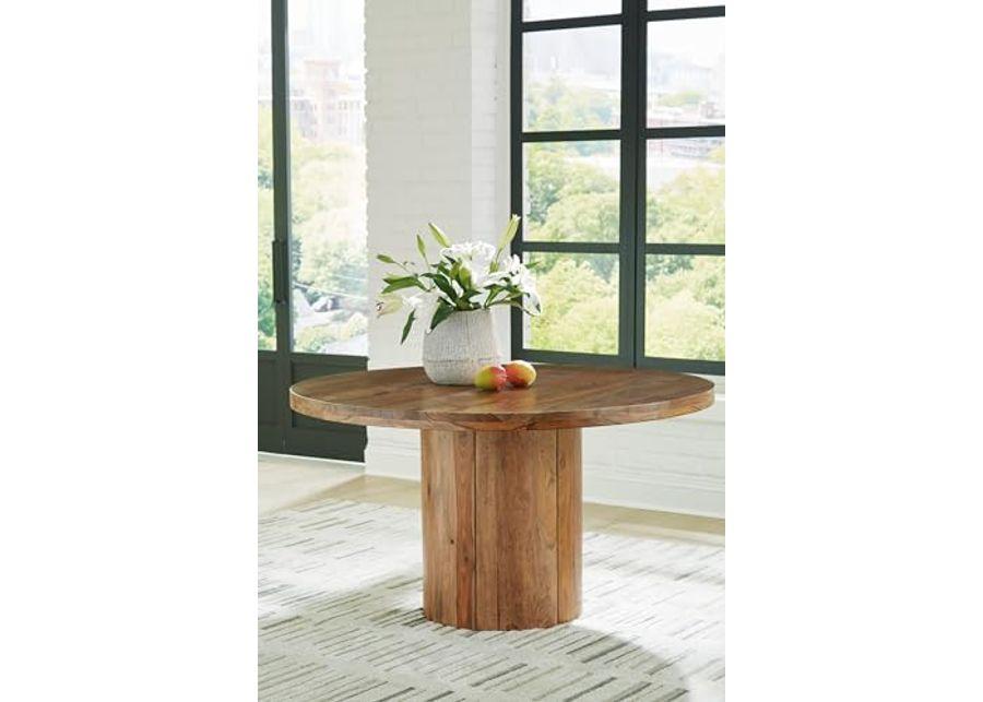 Signature Design by Ashley Dressonni Contemporary Dining Table with Round Base, Light Brown