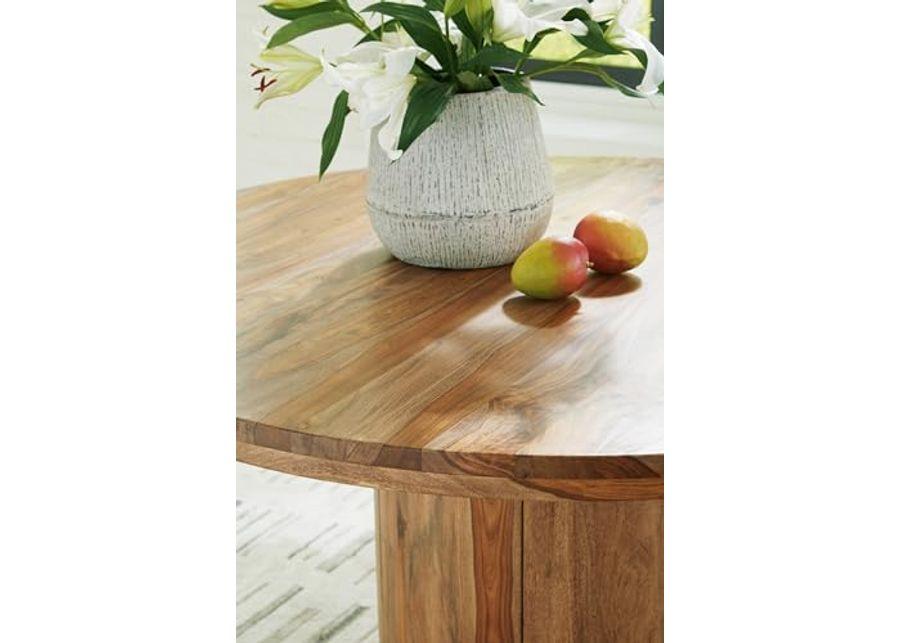 Signature Design by Ashley Dressonni Contemporary Dining Table with Round Base, Light Brown