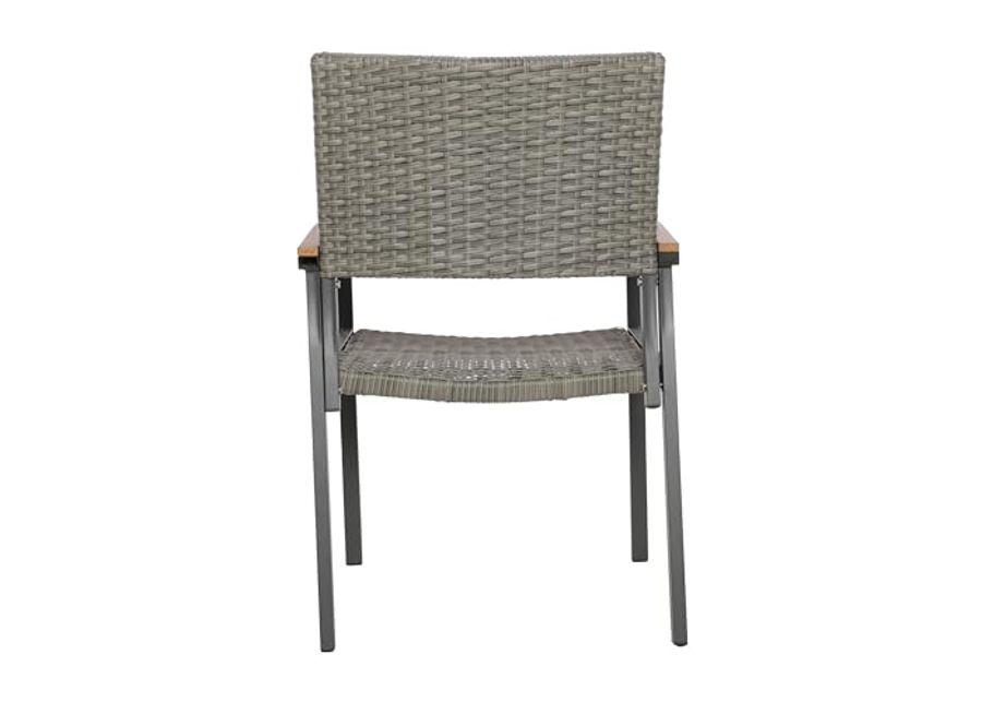 Christopher Knight Home Luton Outdoor Aluminum Dining Chairs Wood Accents and Faux Rattan Seats (Set of 4), 22.25 "W x 24.5 "D x 33.5 "H, Gray + Natural Brown