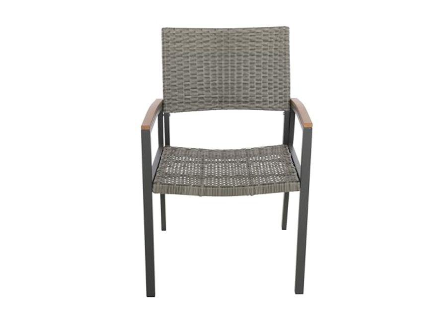 Christopher Knight Home Luton Outdoor Aluminum Dining Chairs Wood Accents and Faux Rattan Seats (Set of 4), 22.25 "W x 24.5 "D x 33.5 "H, Gray + Natural Brown