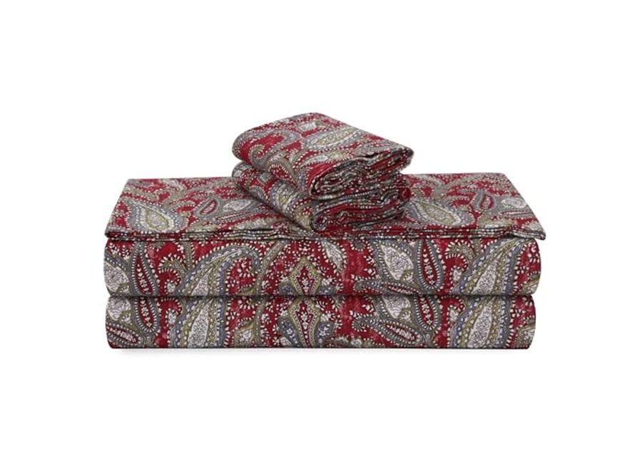 Tribeca Living Cotton Flannel King Pillowcases, Ultra-Soft Portuguese Printed Flannel Bedding, Set of 2, Natalia Paisley