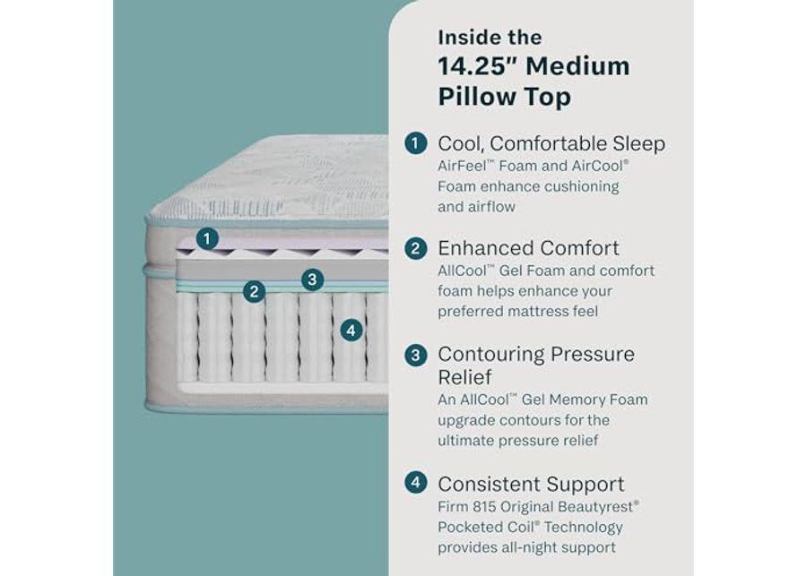 Beauty Sleep DreamRest Medium Pillow Top 14.25" Twin Mattress, Pocketed Coils, Cooling, Breathable, and Pressure Relieving - 100 Night Trial, CertiPUR-US Certified and 10 Year Limited Warranty