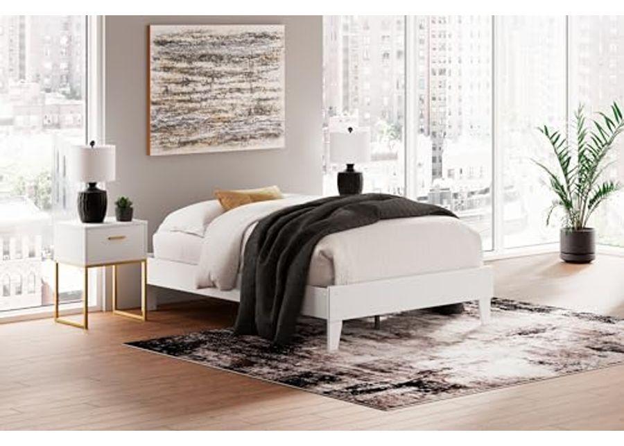 Signature Design by Ashley Socalle Coastal Full Platform Bed with Metal Slats, No Box Spring Needed, White