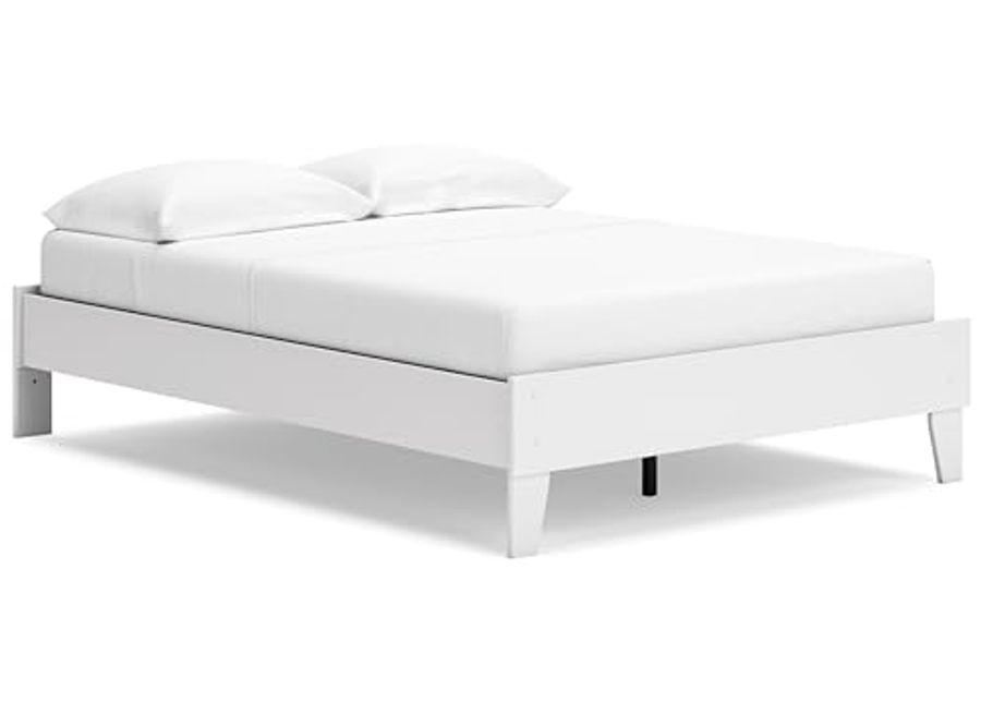 Signature Design by Ashley Socalle Coastal Full Platform Bed with Metal Slats, No Box Spring Needed, White