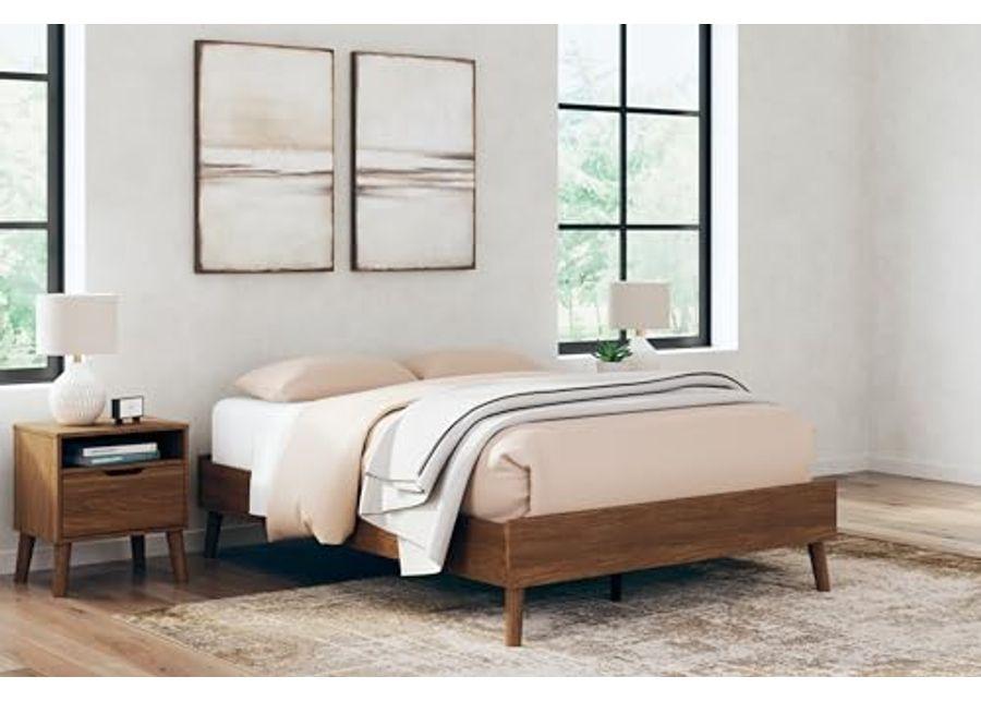 Signature Design by Ashley Fordmont Mid-Century Modern Full Platform Bed with Metal Slats, No Box Spring Needed, Dark Brown