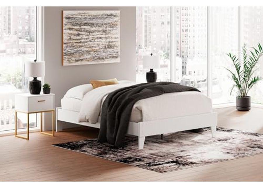 Signature Design by Ashley Socalle Coastal Queen Platform Bed with Metal Slats, No Box Spring Needed, White