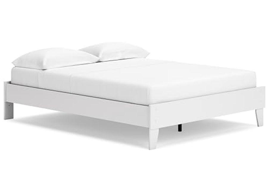 Signature Design by Ashley Socalle Coastal Queen Platform Bed with Metal Slats, No Box Spring Needed, White