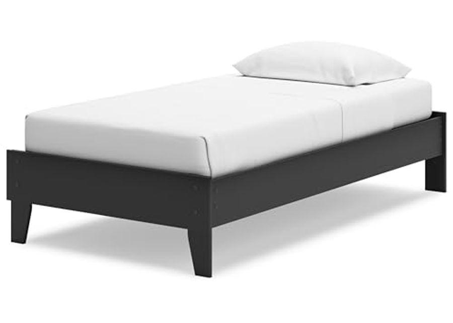 Signature Design by Ashley Socalle Casual Twin Platform Bed with Metal Slats, No Box Spring Needed, Black