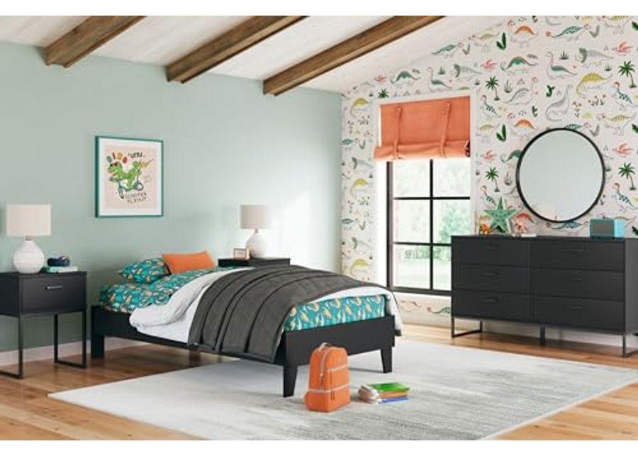 Signature Design by Ashley Socalle Casual Twin Platform Bed with Metal Slats, No Box Spring Needed, Black