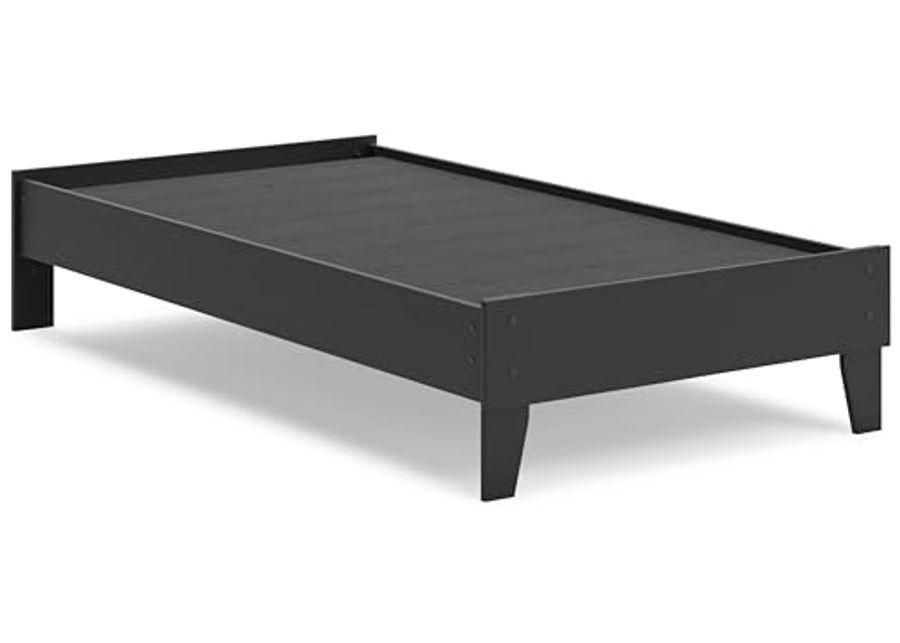 Signature Design by Ashley Socalle Casual Twin Platform Bed with Metal Slats, No Box Spring Needed, Black