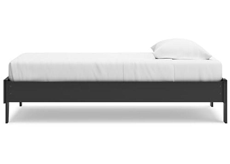 Signature Design by Ashley Socalle Casual Twin Platform Bed with Metal Slats, No Box Spring Needed, Black