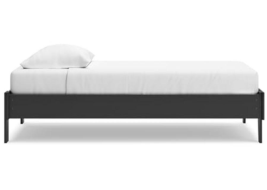 Signature Design by Ashley Socalle Casual Twin Platform Bed with Metal Slats, No Box Spring Needed, Black