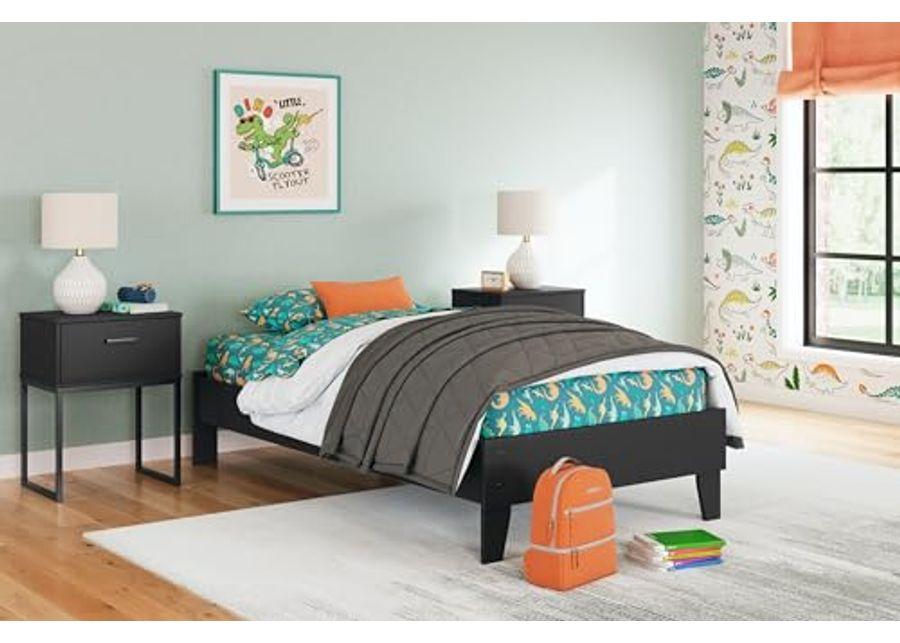 Signature Design by Ashley Socalle Casual Twin Platform Bed with Metal Slats, No Box Spring Needed, Black