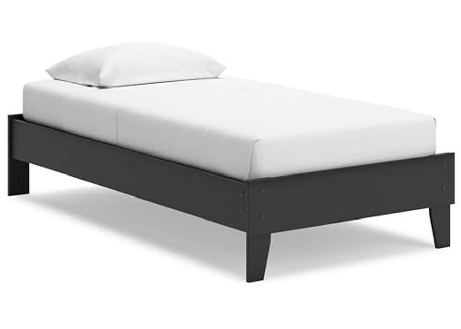 Signature Design by Ashley Socalle Casual Twin Platform Bed with Metal Slats, No Box Spring Needed, Black