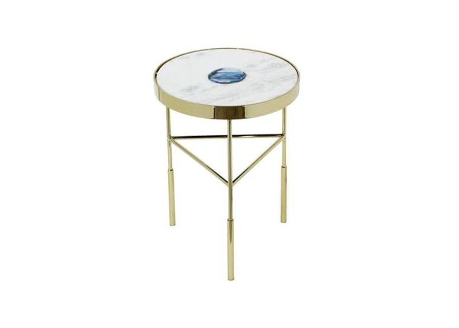 Bassett Mirror Company Delilah Contemporary Accent Table in Gold and Marble