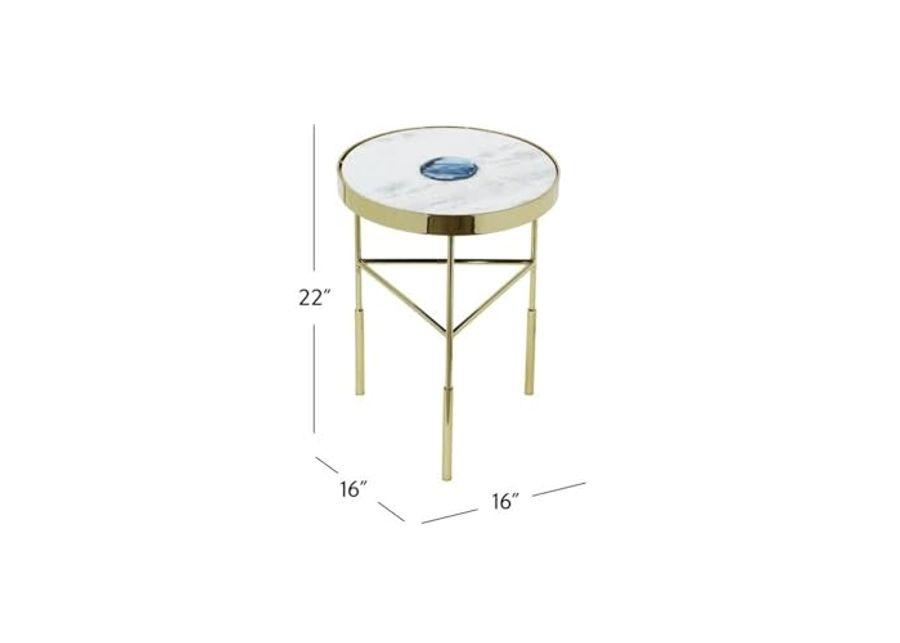 Bassett Mirror Company Delilah Contemporary Accent Table in Gold and Marble