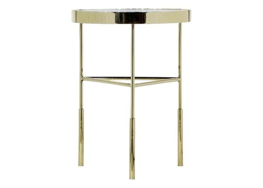 Bassett Mirror Company Delilah Contemporary Accent Table in Gold and Marble