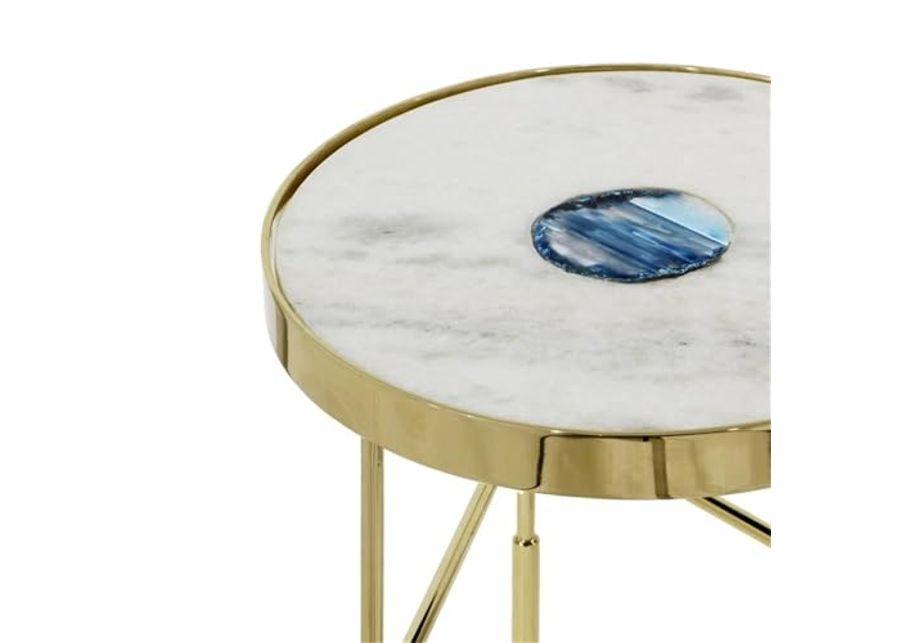 Bassett Mirror Company Delilah Contemporary Accent Table in Gold and Marble