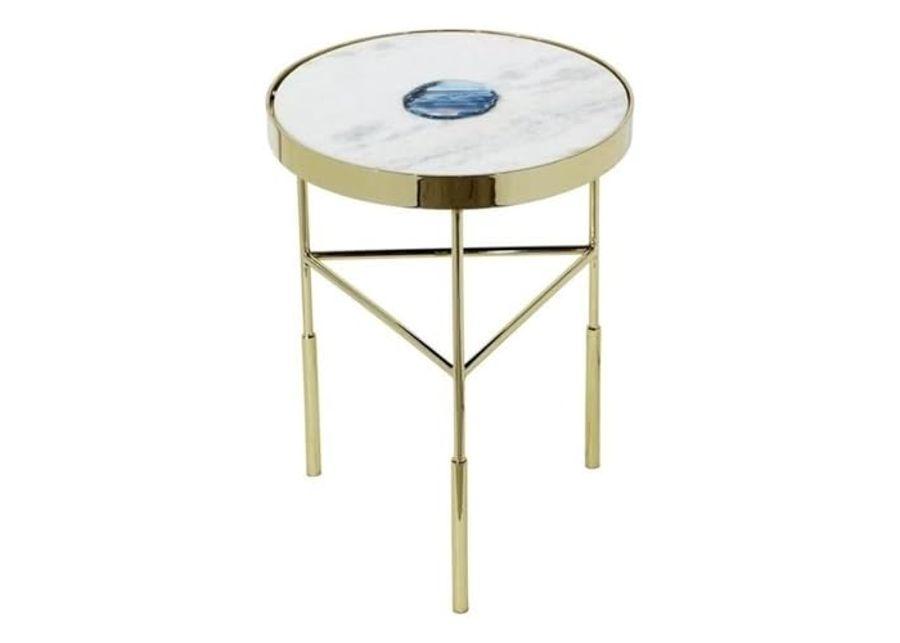 Bassett Mirror Company Delilah Contemporary Accent Table in Gold and Marble