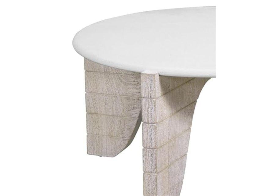 Bali Round Modern Cocktail Table in White Wood