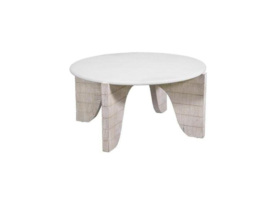 Bali Round Modern Cocktail Table in White Wood